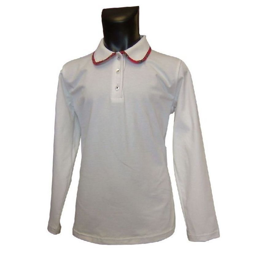 Polo jersey bimba + collo bordato scozzese